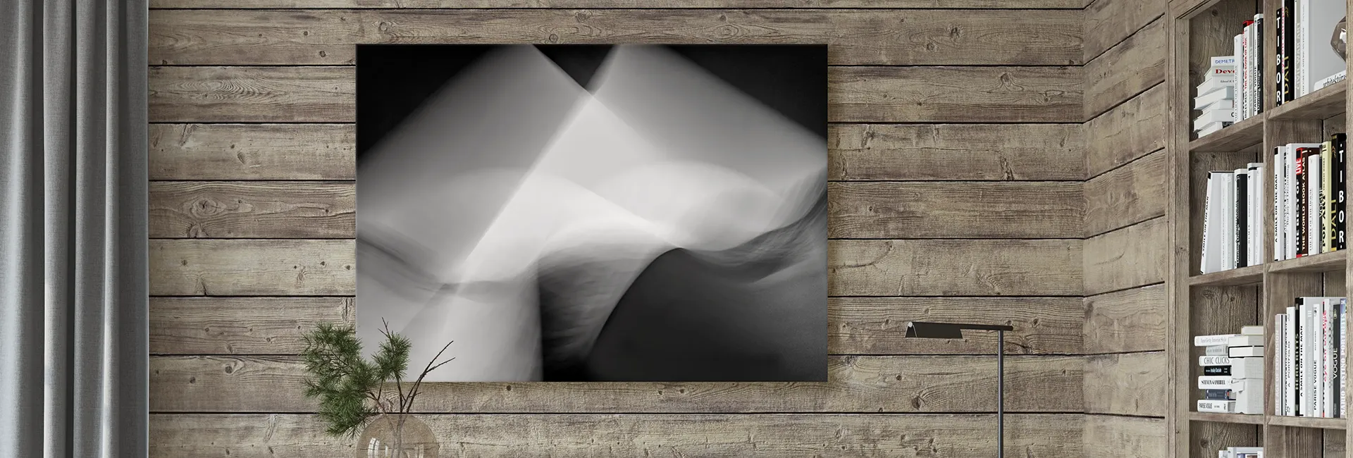 abstract wall art black white light wave wooden wall MRK 2277