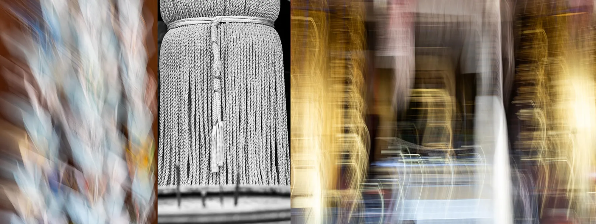Triptych: Invocation – Shikoku: Fragmented  Worlds, ICM and black-and-white photography by Marion Rockstroh-Kruft