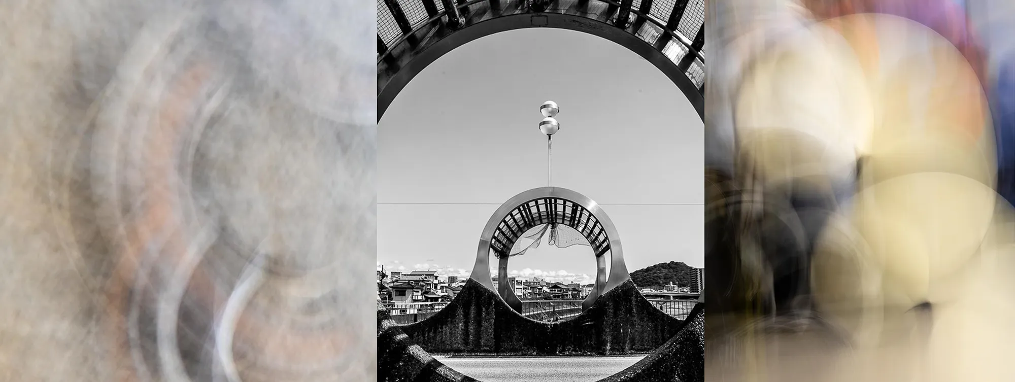Triptych: Bridging – Shikoku: Fragmented  Worlds, ICM and black-and-white photography by Marion Rockstroh-Kruft