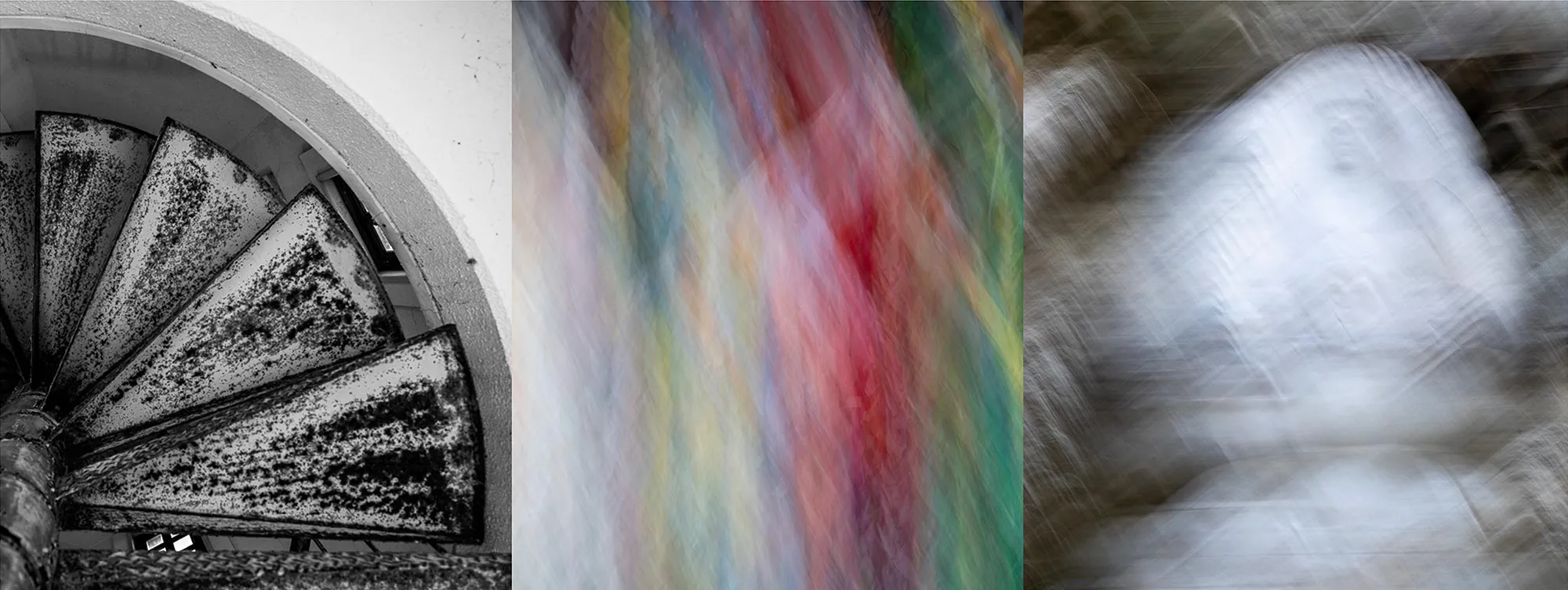 Triptych Transit – Shikoku: Fragmented  Worlds, ICM and black-and-white photography by Marion Rockstroh-Kruft